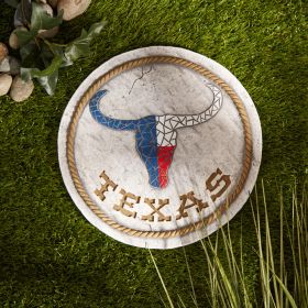 Texas Proud Stepping Stone - Texas Longhorn Flag | Handcrafted Home Decor