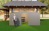 New Outdoor Storage Shed has two Functions: Metal shed and Firewood Shed 13 ft×11 ft ,Grey