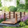 Outsunny 5 ft Fir Wood Garden Bridge with Side Railings, Arc Walkway for Backyards, Gardens & Streams, Stained Wood