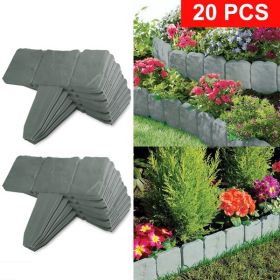 Garden Edging Border,Imitation Stone Effect Garden Lawn Border,No Dig Flexible Lawn Edging and Flower Bed Border (Grey-20)