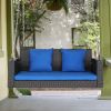 49in Black Rattan Blue Cushion Rattan Swing Chair(without frame)