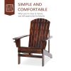 Outsunny Oversized Adirondack Chair, Outdoor Fire Pit and Porch Seating, Classic Log Lounge w/ Built-in Cupholder for Patio, Lawn, Deck, Brown