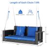 49in Black Rattan Blue Cushion Rattan Swing Chair(without frame)