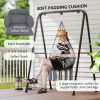 Outsunny Hammock Swing Chair, Macrame Hanging Chair with Large Cushion, Chain, Steel Frame for Indoor Outdoor Use, Dark Gray
