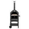 Freestanding Charcoal Pizza Oven with Chimney Wheels Pizza Stone and Pizza Peel Outdoor Wood Fired BBQ Grill Smoker Portable Cooking Oven for Patio Ba