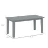 Outsunny Rectangle Outdoor Coffee Table, HDPE All-Weather Outdoor Patio Table with Slatted Tabletop for Yard, Balcony, Gray
