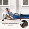 Outsunny Set of 2 Wicker Chaise Lounge Chair Outdoor Patio Lounger with Adjustable Back, Wheels, Cushion, and Armrests, Beige