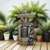 Outsunny 22.8" Water Fountain, 3-Tier Resin Bears on Log Outdoor Waterfall Fountain with LED Lights, Pump
