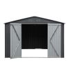 10' x 12' Steel Outdoor Storage Shed, Galvanized Steel Metal Garden Shed with Lockable Doors, Heavy-Duty Storage Tool House for Garden, Backyard