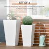 Outsunny Outdoor Planter Set 2-Pack MgO Flower Pots White Drainage for Garden Patio Yard Elegance