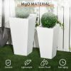 Outsunny Outdoor Planter Set 2-Pack MgO Flower Pots White Drainage for Garden Patio Yard Elegance