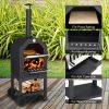 Freestanding Charcoal Pizza Oven with Chimney Wheels Pizza Stone and Pizza Peel Outdoor Wood Fired BBQ Grill Smoker Portable Cooking Oven for Patio Ba