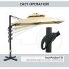 10ft Offset Patio Umbrella, Hanging Cantilever Umbrella, Square Shape, Aluminum Cross Base, Tilt, 360-Degree Rotation, Beige