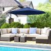 Outsunny 10' Cantilever Tilt Offset Patio Umbrella w/ UV & Water Safe Material & Cross Base (Weight Not Included), Navy Blue