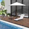 Outsunny Folding Chaise Lounge Chair, Cream White, 5-Level Adjustable with Headrest, Breathable Mesh for Beach & Patio