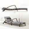 Outsunny Set of 2 Wicker Chaise Lounge Chair Outdoor Patio Lounger with Adjustable Back, Wheels, Cushion, and Armrests, Gray