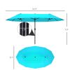 Outsunny Patio Umbrella 15ft Double-Sided Outdoor Market Extra Large Umbrella with Crank Handle for Backyard, Blue