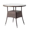 31.5" Patio Table for 4-Person, Outdoor Patio Wicker Round Dining Table
