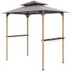 Outsunny 8' x 5' Grill Gazebo, Double Tiered Barbecue Grill Gazebo Shelter with 2 Side Shelves and 10 Hooks for Patio, Garden