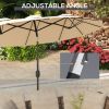 Outsunny Double-sided Patio Umbrella 9.5' Outdoor Market Umbrella with Push Button Tilt & Crank, 3 Air Vents & 12 Ribs, for Garden, Deck, Pool, Brown