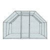 Flat Roof Metal Chicken Coop with Galvanized Frame 180g PE Waterproof Cover Large Outdoor Hen Rabbit Cage Weather Resistant Poultry Run Enclosure for