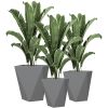 Outsunny Set of 3 MgO Tall Planters Indoor Outdoor Stackable Flower Pots with Drainage Holes for Garden Balcony Gray