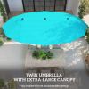 Outsunny Patio Umbrella 15ft Double-Sided Outdoor Market Extra Large Umbrella with Crank Handle for Backyard, Blue