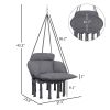 Outsunny Hammock Swing Chair, Macrame Hanging Chair with Large Cushion, Chain, Steel Frame for Indoor Outdoor Use, Dark Gray