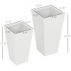 Outsunny Outdoor Planter Set 2-Pack MgO Flower Pots White Drainage for Garden Patio Yard Elegance