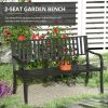 Outsunny 50ft Outdoor Bench Seat, Patio Bench with Slatted Seat, Metal Porch Bench, with 2 Person Design, for Poolside, Lawn, Black