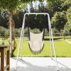 133*137*180cm Wrought Iron Four-Legged Standing 200kg Three Rings Hanging Chair Frame White