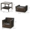 Outsunny 5-Piece PE Rattan Outdoor Patio Armchair Set with 2 Chairs, 2 Ottomans, Coffee Table Conversation Set & Durable Build, Beige