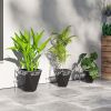 Outsunny Outdoor Planters Set of 3 Black Tall Stackable Flower Pots with Drainage for Patio Garden Balcony Decor