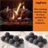 Hollow Ceramic Fire Balls, Set of 10 Fireplace Balls, Modern Accessory for Indoor/Outdoor Fire Pits or Fire Tables, Brushed Concrete Look
