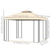 10' x 10' Metal Patio Gazebo, Double Roof Outdoor Gazebo Canopy Shelter with Tree Motifs Corner Frame and Netting, for Garden, Lawn, Backyard