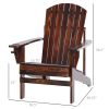 Outsunny Oversized Adirondack Chair, Outdoor Fire Pit and Porch Seating, Classic Log Lounge w/ Built-in Cupholder for Patio, Lawn, Deck, Brown