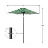 Outdoor 7.5 Foot Palm Print Round Push-up and Tilt Market Patio Umbrella