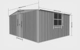New Outdoor Storage Shed has two Functions: Metal shed and Firewood Shed 13 ft×11 ft ,Grey