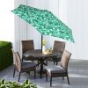 Outdoor 7.5 Foot Palm Print Round Push-up and Tilt Market Patio Umbrella