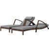 Outsunny Set of 2 Wicker Chaise Lounge Chair Outdoor Patio Lounger with Adjustable Back, Wheels, Cushion, and Armrests, Gray