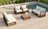 TOPMAX Modern Minimalist 7-Piece Metal Patio Sectional Sofa Set