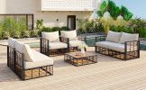 TOPMAX Modern Minimalist 7-Piece Metal Patio Sectional Sofa Set