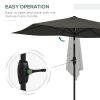 Outsunny Patio Umbrella: 6.5x10, Dark Gray, Rectangular with Crank and Push Button Tilt for Outdoor Shade|