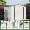 8X6 FT Metal Outdoor Storage Shed, Tool Shed with Pitched Roof Waterproof with Side Window and Lockable Door, Metal Tool Shed for Garden Tool Storage