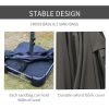 Outsunny Patio Umbrella 15' Steel Rectangular Outdoor Double Sided Market with base, Sun Protection & Easy Crank for Deck Pool Patio, Dark Gray