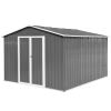 10 x 8 FT Metal Outdoor Storage Shed Gray Garden Tool House Weather Resistant Utility Shed with Lockable Doors for Backyard Patio Lawn Equipment and B