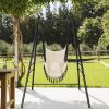 133*137*180cm Wrought Iron Four-Legged Standing 200kg Three Rings Hanging Chair Frame Black