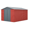 12 x 8 Ft Outdoor Storage Shed, Garden Tool Shed w/ Lockable Doors, Vents, Utility Metal Shed for Backyard Patio, All-Weather, Red Brick Style