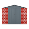 12 x 8 Ft Outdoor Storage Shed, Garden Tool Shed w/ Lockable Doors, Vents, Utility Metal Shed for Backyard Patio, All-Weather, Red Brick Style