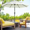 Outsunny 3-Tier 9tf Patio Umbrella, Outdoor Market Umbrella with Crank and Push Button Tilt for Deck, Backyard, beige
